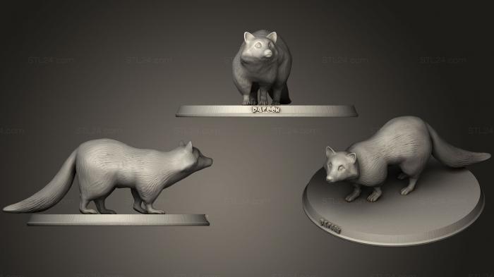 Статуэтки животных (Енот, STKJ_1386) 3D модель для ЧПУ станка